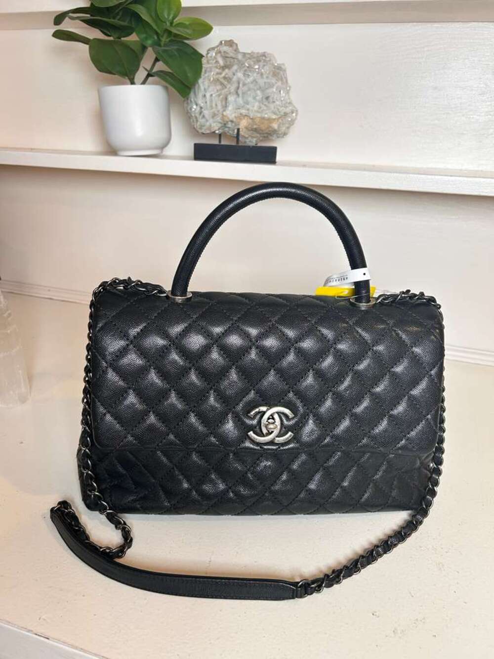 Chanel Coco Handle Quilted Caviar Handbag Black Size OS